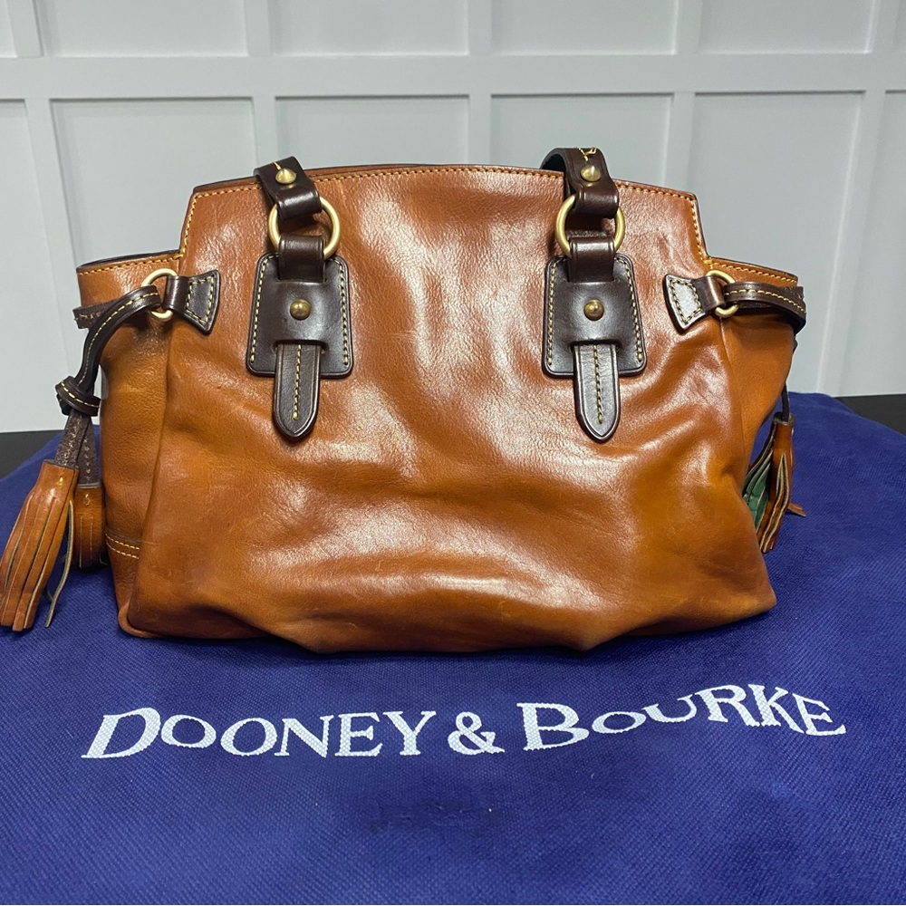 Dooney & Bourke Brown and Dark Brown Leather Shoulder Bag - Picture 2 of 7